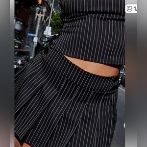 Fashion NV  Collegiate Baby Doll grsy Pinstripe Pleated Mini Skirt sz 1xl